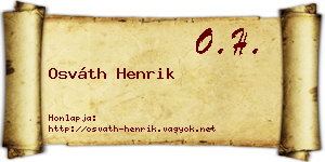 Osváth Henrik névjegykártya