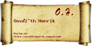 Osváth Henrik névjegykártya